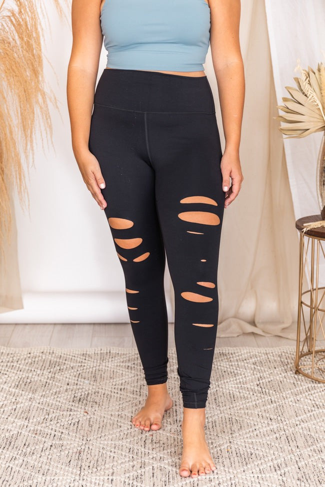 Counting The Hours Black Cutout Leggings | Pink Lily
