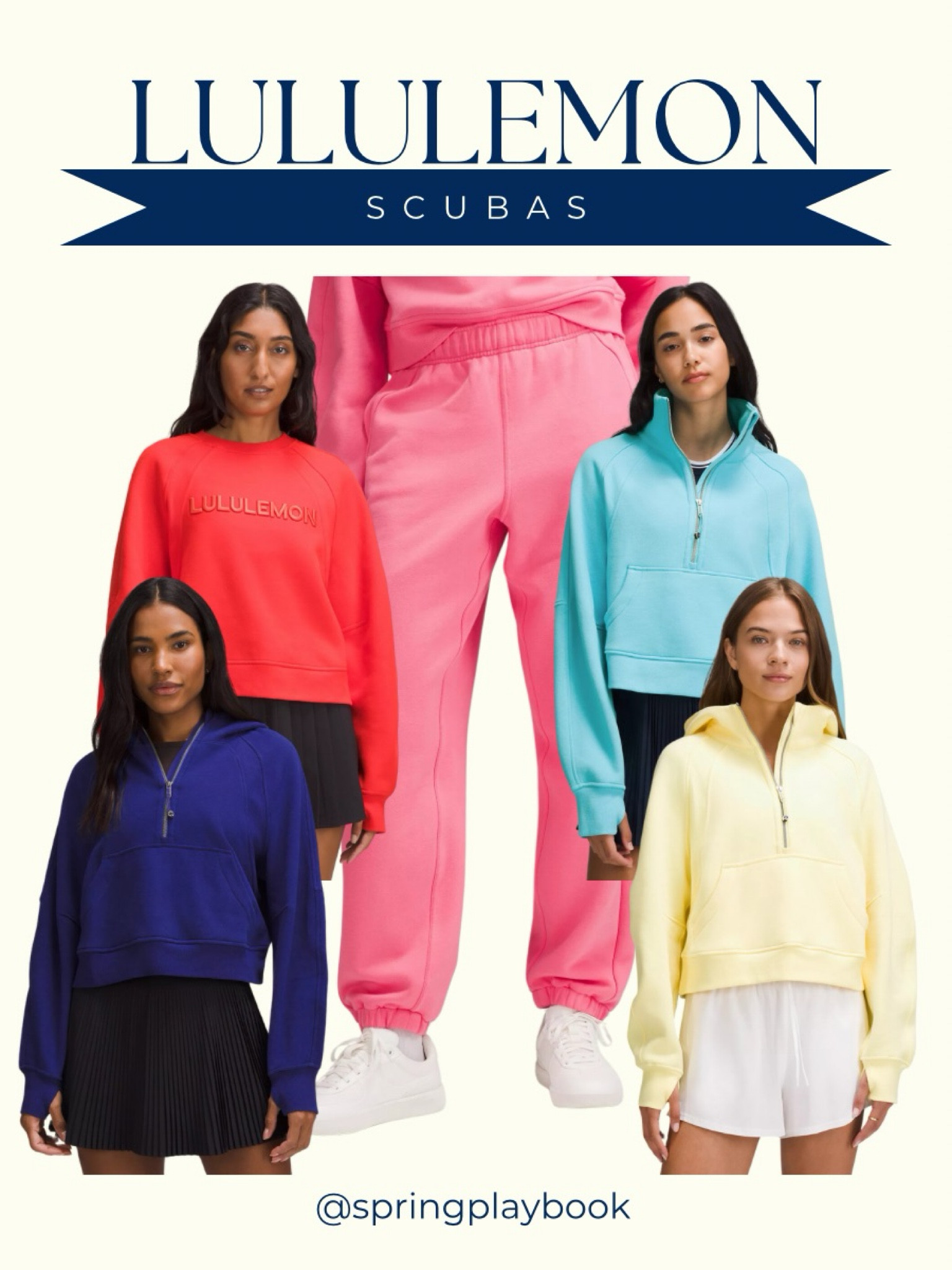 Scubas, Crewnecks, and Sweatpants from Lululemon, for Springs. 

Yellow - Light Spring
Red - Warm & Clear Spring

Larkspur #hocbrightnavy
Hot Heat #hocgeranium
Sakura Pink #hocgeraniumpink
Electric Turquoise
Washed Yellow

#createdcolorful #createdcolorfulspring #hocspring #tcispring #pcaspring #lightspring #warmspring #truespring #brightspring #clearspring #paintboxspring #bluespring

#LTKFitness #LTKActive #LTKSeasonal