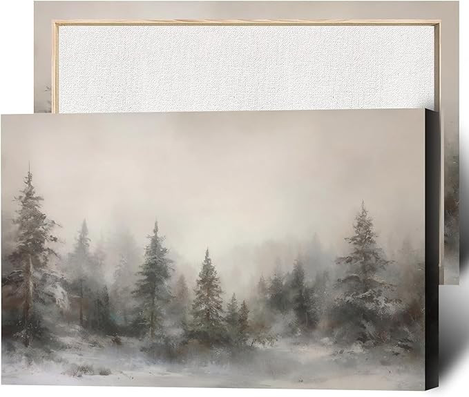 XWNLTEPK Moody Winter Forest Landscape Art Rustic Vintage Christmas Room Decor Evergreen Oil Pain... | Amazon (US)