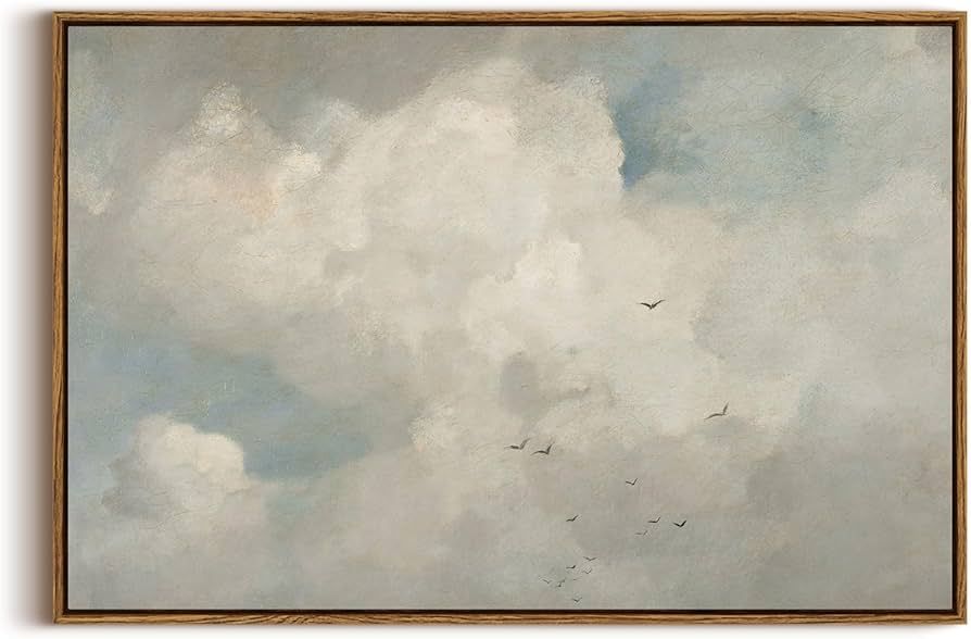 InSimSea Framed Canvas Wall Art Home Decor, 20x30in Classical Oil Paintings Sky Cloud Birds Print... | Amazon (US)