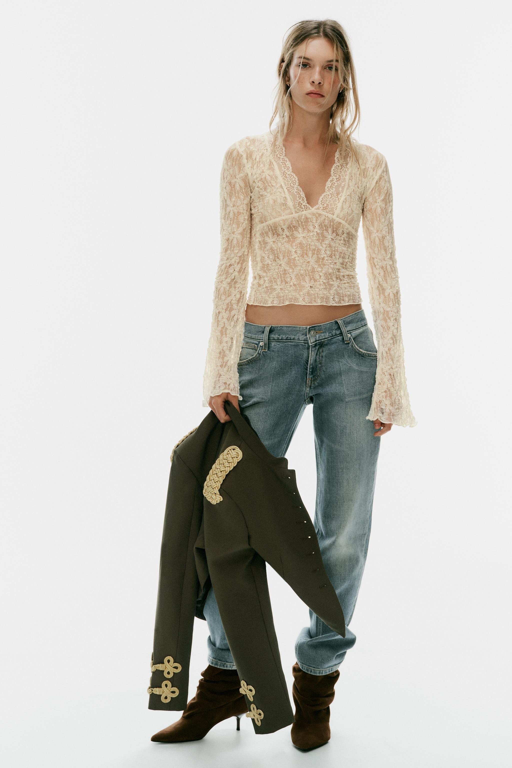 LACE BELL SLEEVE TOP | Zara NL