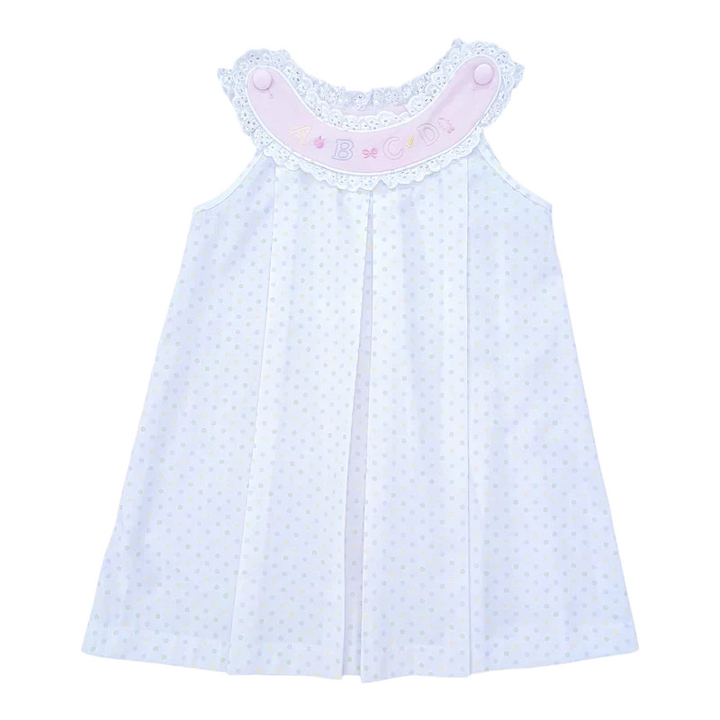 Percy & Tyne Pastel Bitty Dot w/ ABC Embroidery Callie Dress | Persnickety