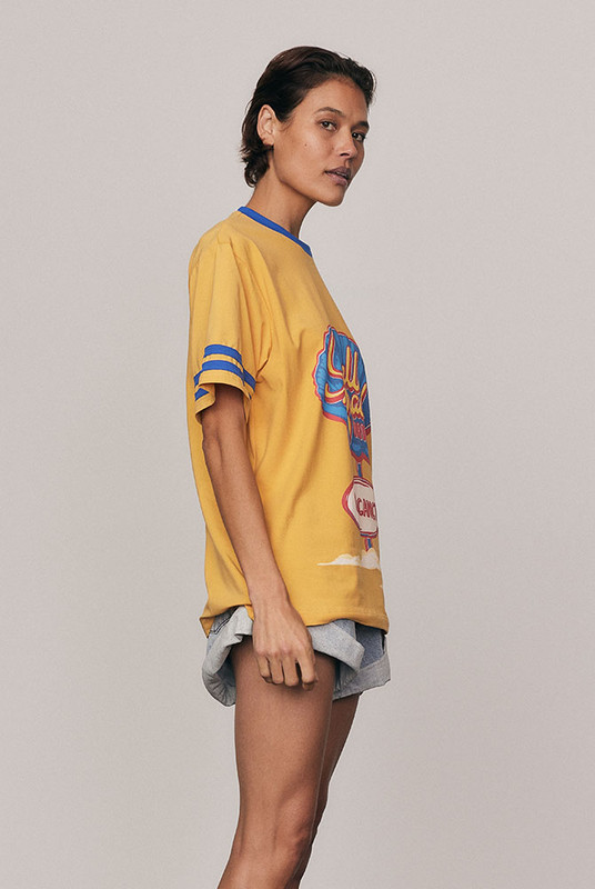 Shell Beach Ringer Tee in Gold | Bohemian Traders