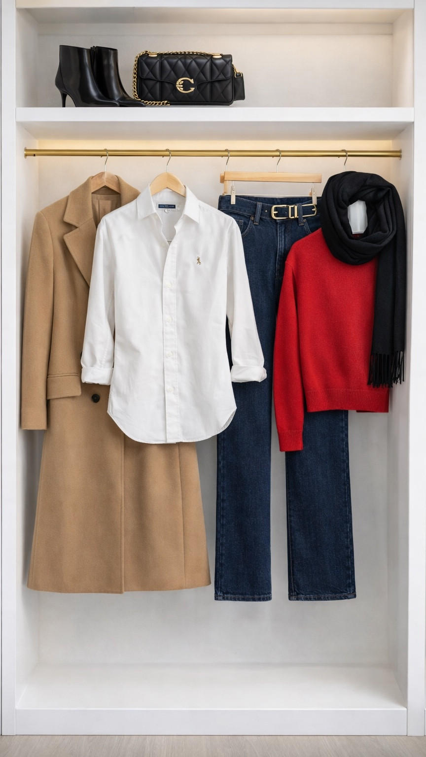 Red Sweater Season ❤️✨

The red sweater layered over a white button-down? Classic prep meets timeless chic!

The outfit:
Camel coat + red sweater + white collared shirt + navy jeans + black belt + black ankle boots + black scarf + quilted bag

Why it works:
Layering a crisp white shirt under a red sweater is the easiest way to look polished. The camel coat elevates everything. Black accessories keep it sophisticated. And that pop of red? Always a statement!

Pro tip: When layering, make sure that collar peeks out - it’s the detail that makes the whole outfit look intentional and put-together.

Perfect for winter outings, brunch dates, shopping days, or any day you want to look effortlessly chic!

#LTK #LTKstyletip #LTKfindsunder200 #LTKshoecrush #LTKitbag #RedSweater #PreppyStyle #LayeringTrick #WinterStyle #CamelCoat #OOTD