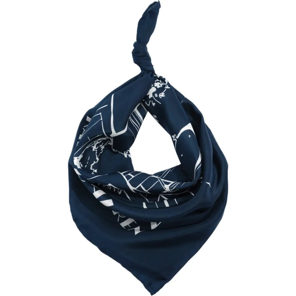 Lauren Ralph Lauren Landscape Print Square Silk Scarf in Shadow Navy at Nordstrom | Nordstrom