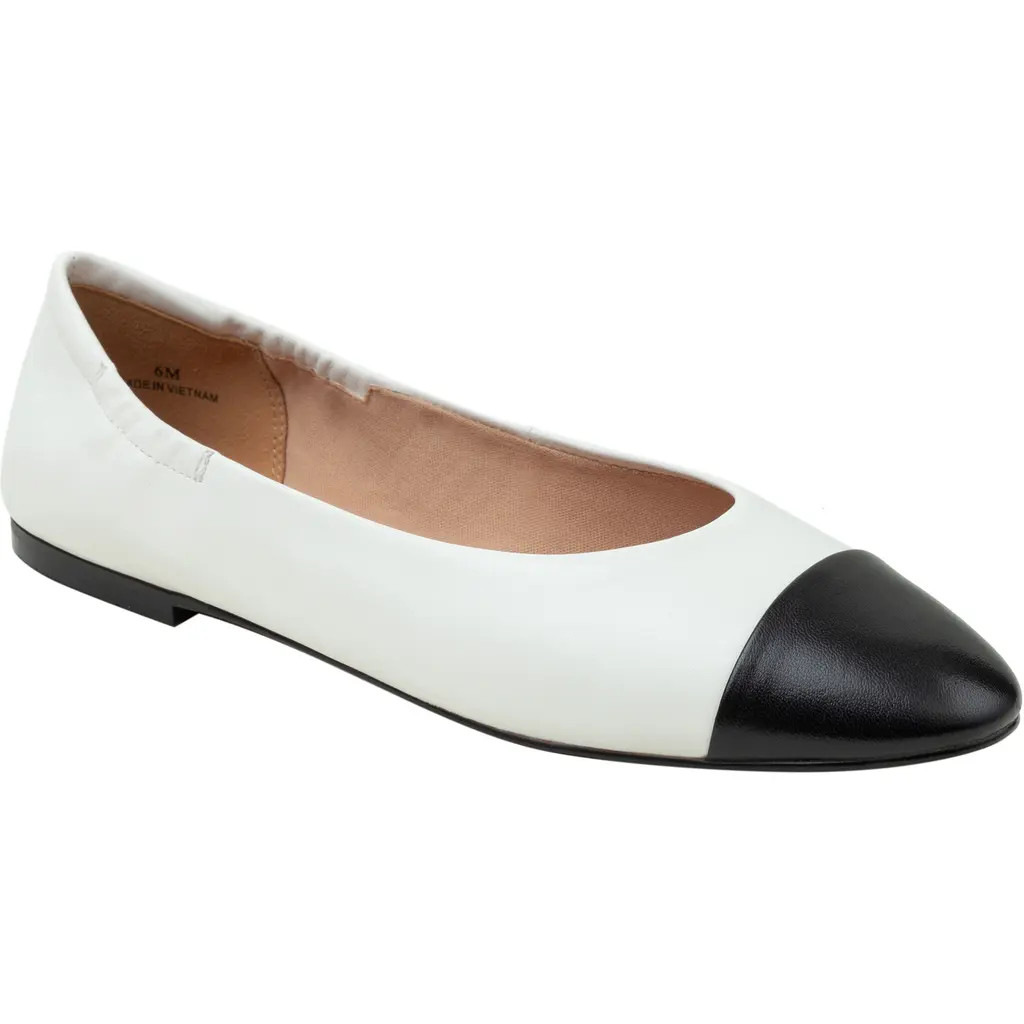 Linea Paolo Nolan Cap Toe Ballet Flat in Eggshell/black at Nordstrom Rack, Size 8.5 | Nordstrom Rack