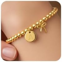 BAYLAY Gold Beaded Bracelets for Women-Initial Bracelet Gold Bracelets for Women Copper Beaded Br... | Amazon (US)