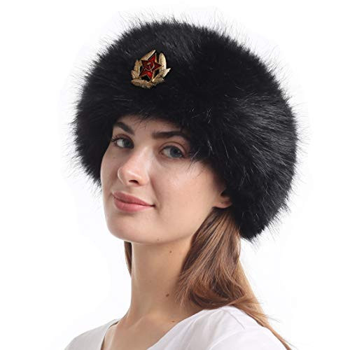 LA CARRIE Faux Fur Headband with Stretch Women's Winter Earwarmer Earmuff (Black with KGB 2) | Amazon (US)