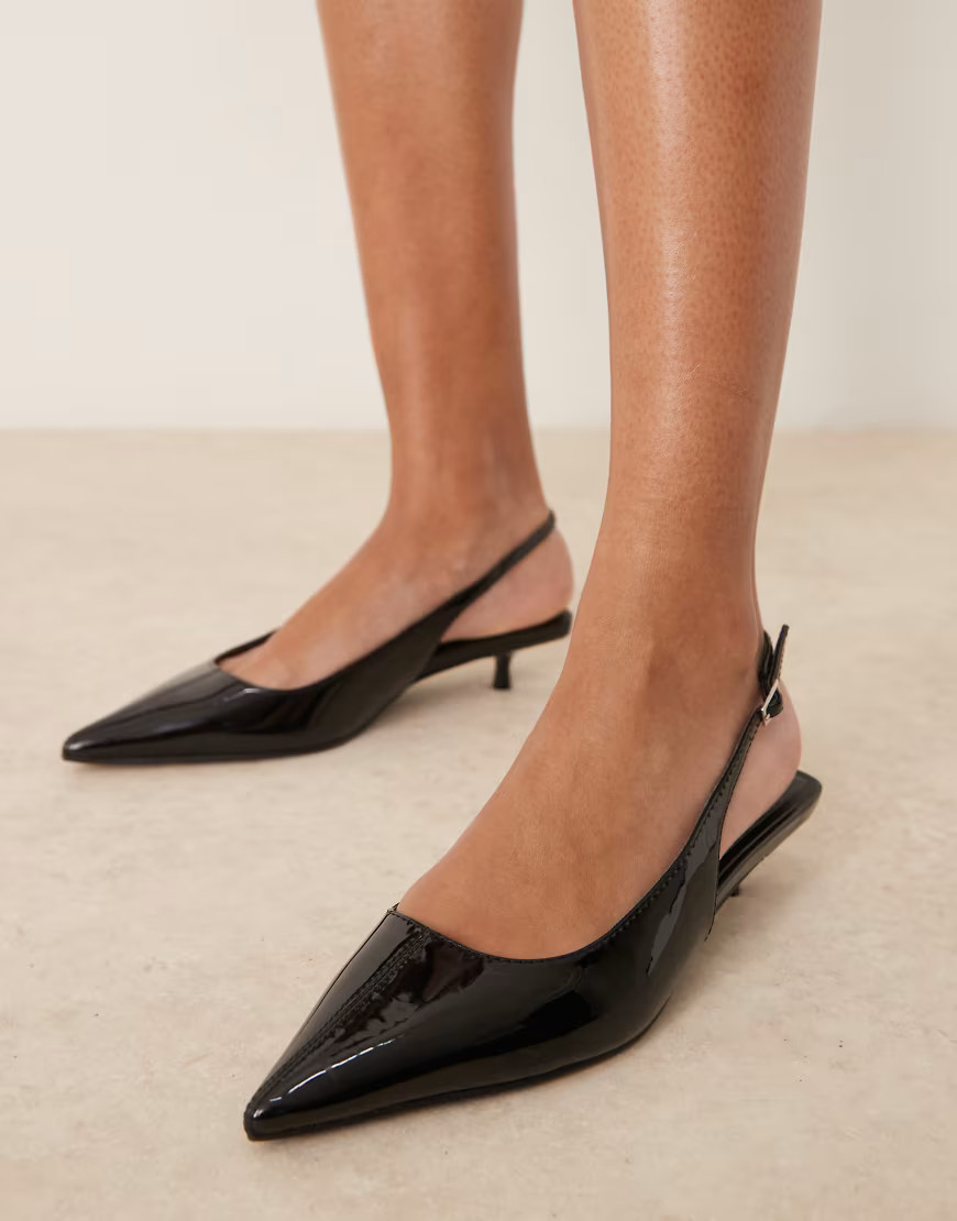 New Look pointed kitten heeled shoe in black | ASOS (Global)