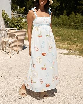 Women Summer Graffiti Maxi Dress Backless Spaghetti Strap Flowy Long Dress Graphic Print Vacation... | Amazon (US)