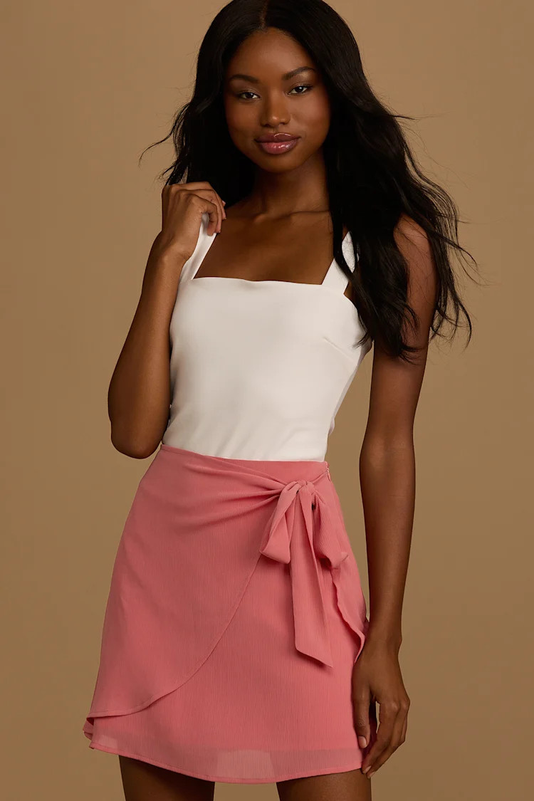 Headed for Vacay Coral Pink Tie-Front Mini Skirt | Lulus (US)