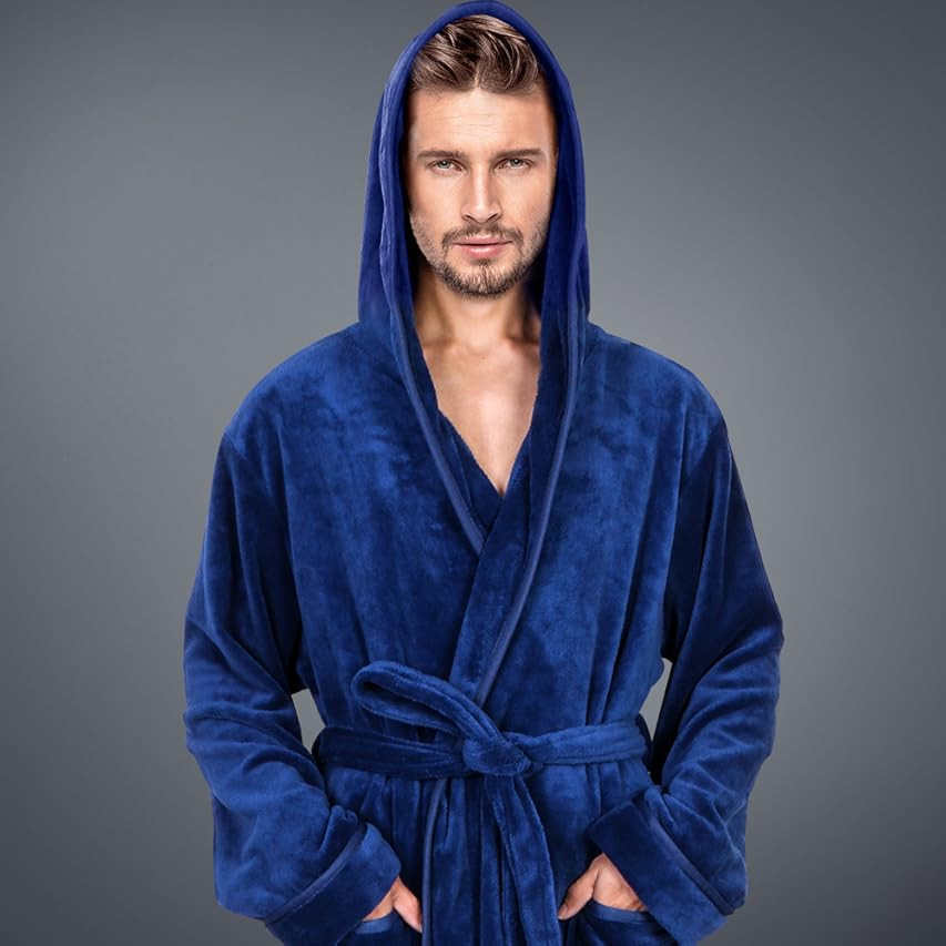 NY Threads Luxurious Mens Shawl Collar Fleece Bathrobe Spa Robe | Amazon (US)