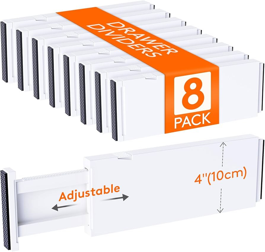 Lifewit 8 Pack Drawer Dividers 4" High, 11-17" Adjustable Dresser Drawer Organizers for Clothes, ... | Amazon (US)