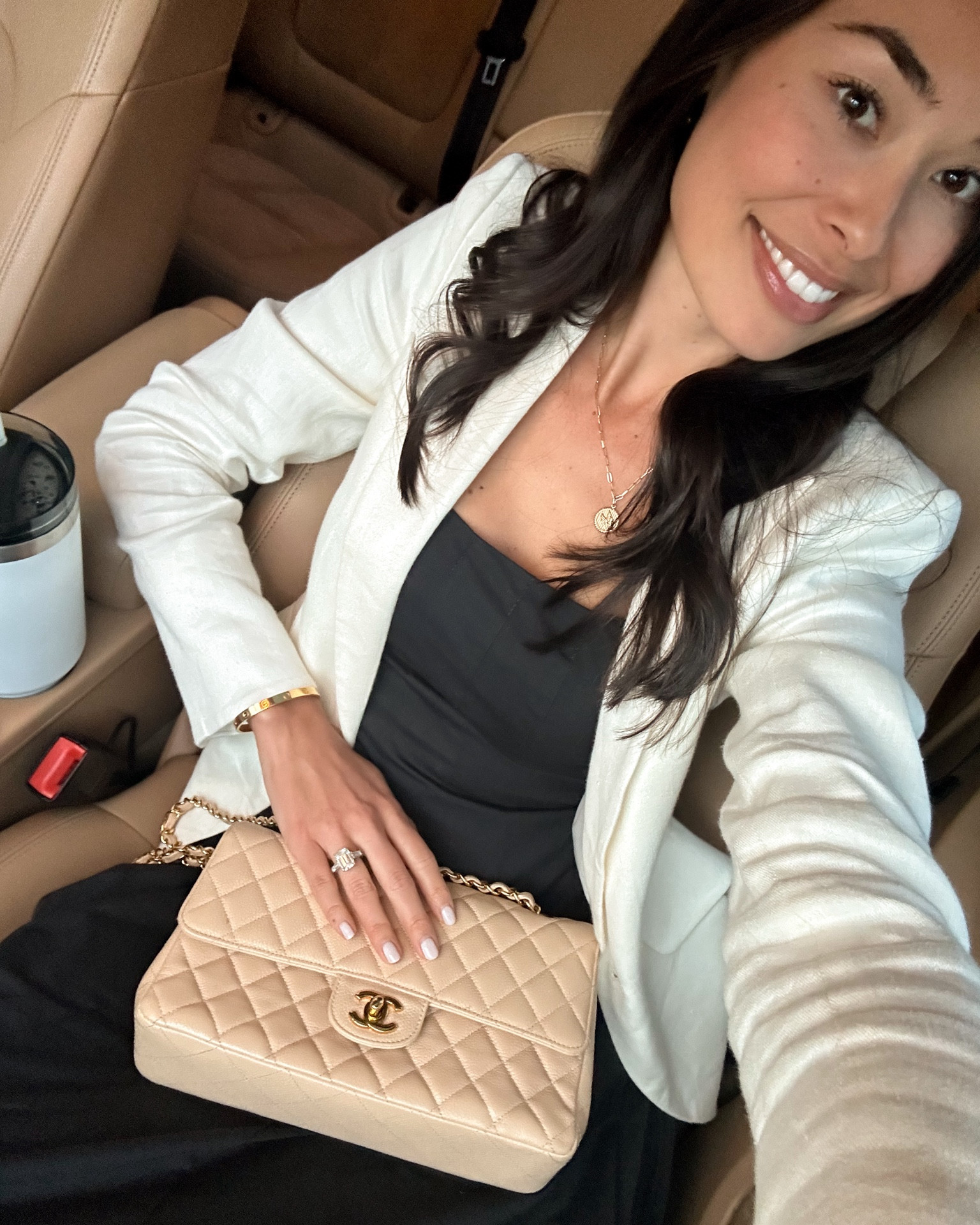White blazer, black midi dress, Chanel bag. Spring outfit. 

#LTKSeasonal #LTKworkwear #LTKsalealert