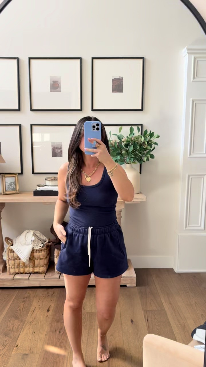 Wearing a medium in these navy lounge shorts from aerie! I love it with the ribbed tanks!! I have these tanks in every color and live in them during the summer! 

aerie outfit, aerie sale, spring outfit, lounge outfit 

 #LTKSpringSale #LTKSaleAlert #LTKStyleTip