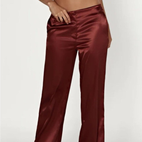 Nicolette low rise satin pants - cherry chocolate | Poshmark