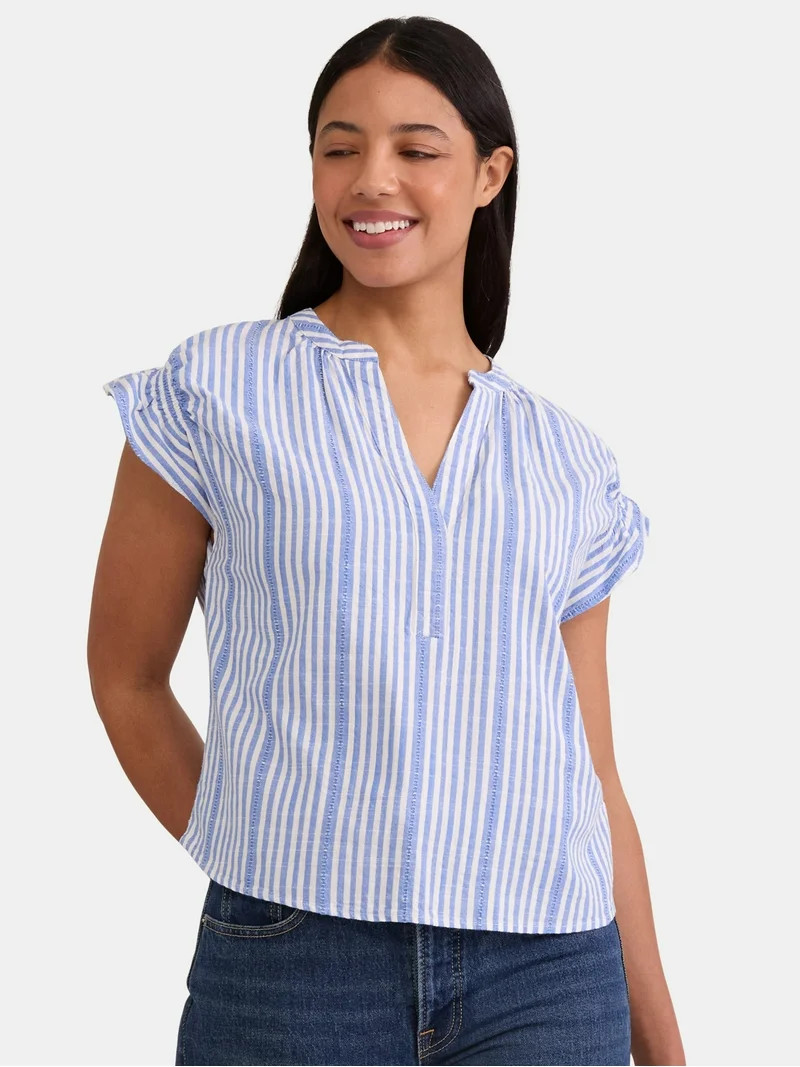 Time & Tru Women's Ruffle Collar Tank, Sizes XS-XXXL | Walmart (US)