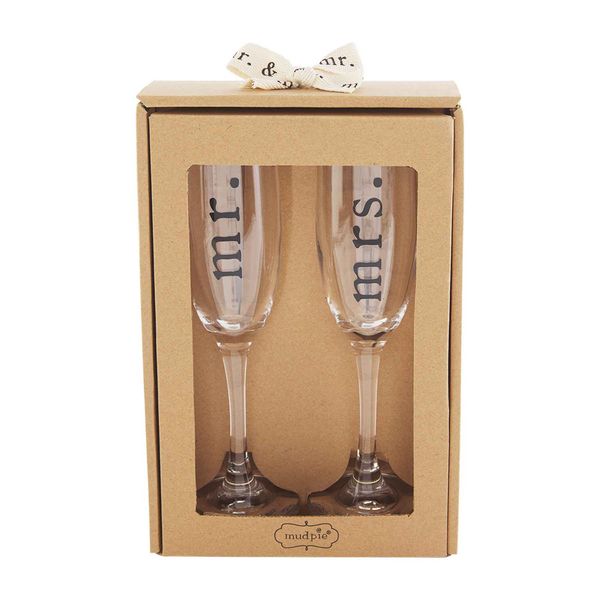 Mr. & mrs. champagne flute set | Mud Pie (US)