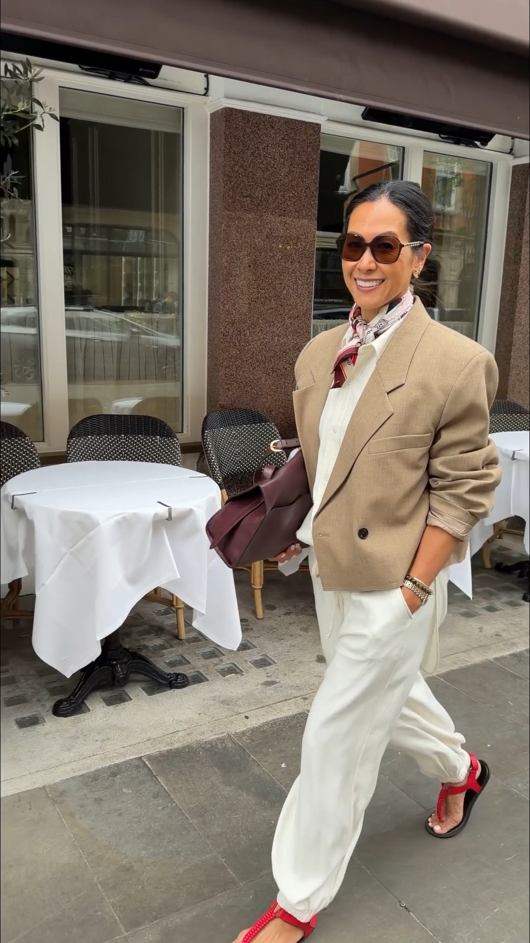 Outfit of the day for a girls lunch and shopping day. I love this shirt and balloon trousers set. Wearing small in both. It’s So chic and will be a forever wardrobe piece! Added my crop oversized blazer and some red accessories. Bag is leo and Voilette

#LTKuk #LTKspring #LTKsummer