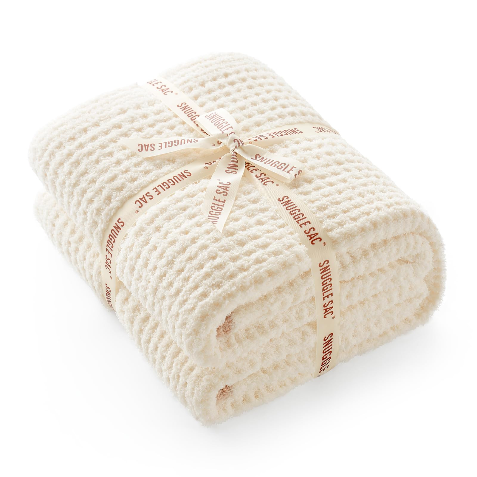 Snuggle Sac Ultra Soft Waffle Throw Blanket for Couch Bed Sofa 50x60 inches, Reversible Cream Bla... | Amazon (US)