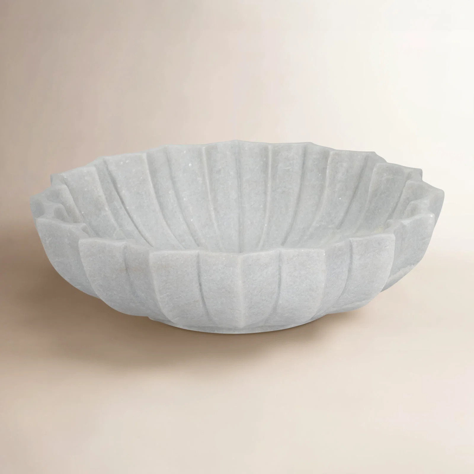 Elloise Beige 14" Bauer White Marble Tray, 4"H, Flower Shape - 14" x 14" x 4" | Joss & Main