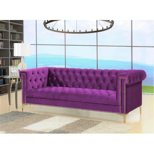Batts Velvet Standard 84" Rolled Arm Sofa | Wayfair North America