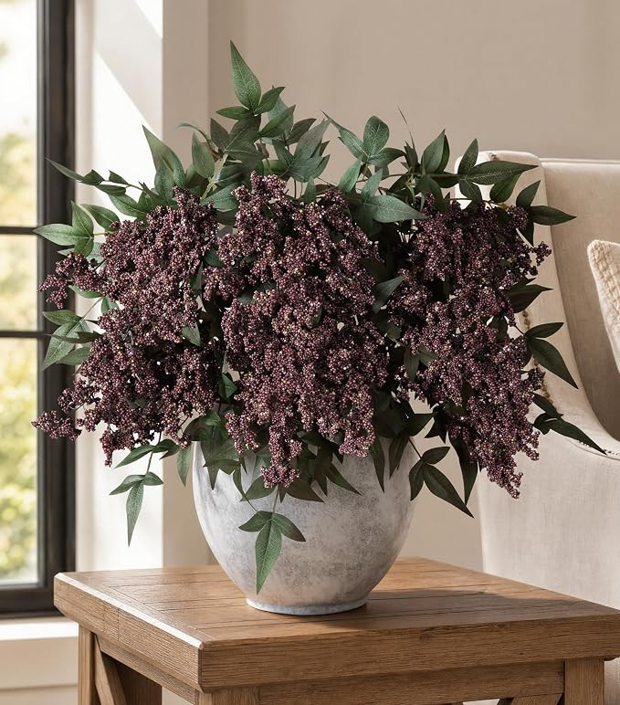 Fake Flowers 35 Inch Berry Stems Faux Flowers for Vase 3 Pcs Realistic Faux Berry Spray for Home ... | Amazon (US)