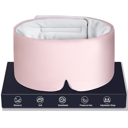 LOVE EYE Sleep Mask, Ice Silk Sleep Mask for Side Sleeper Eye Masks for Sleep Sleep Masks for Women Men, Blackout, Soft, Adjustable Band, Ideal Gift (Pink) | Amazon (US)