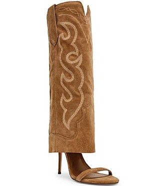 Steve Madden Ravine Suede Western Knee High Open Toe Dress Sandals - 7.5 | Dillard's