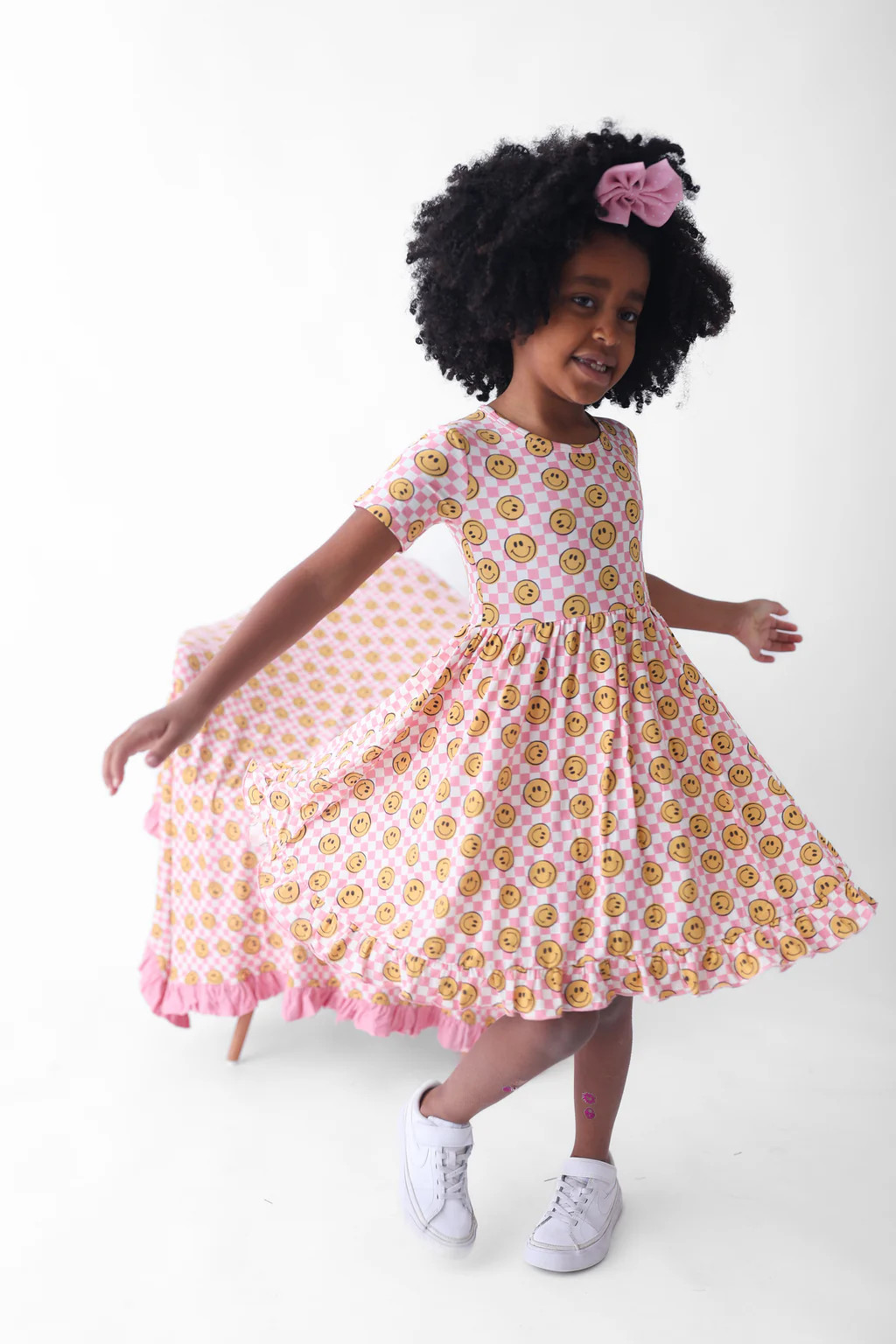 BLUSHIN' CHECKERS DREAM RUFFLE DRESS | Dream Big Little Co.