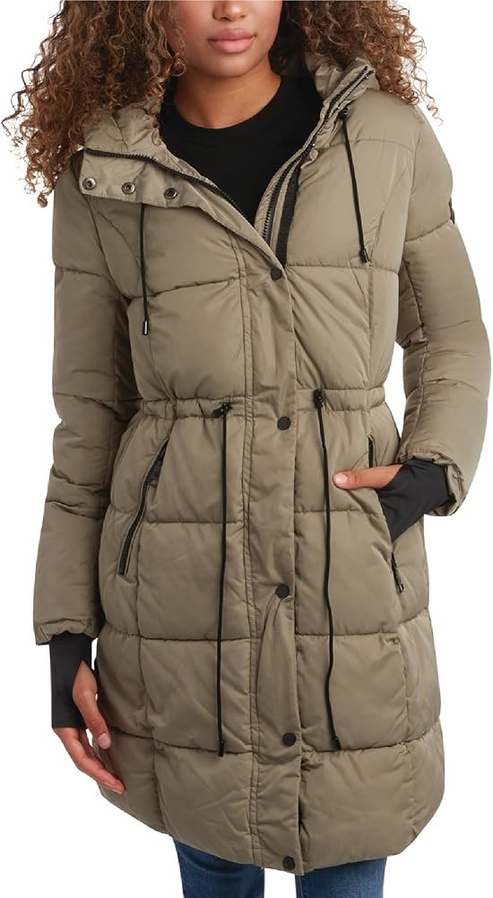 Steve Madden Womens Long Puffer Coat - Insulated Hooded Quilted Parka Puffer Jacket - Warm Winter... | Amazon (US)