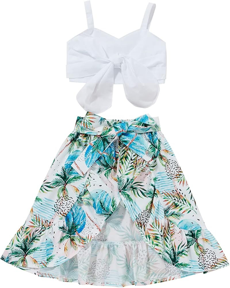 Tiny Cutey Toddler Baby Girl Clothes Ruffle Crop Top +Boho Floral Skirt Summer Dress Outfit Two P... | Amazon (US)
