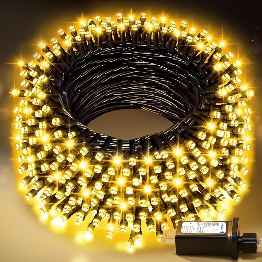 100FT Warm White Christmas String Lights, Outdoor Waterproof LED,Green Wire | Amazon (US)