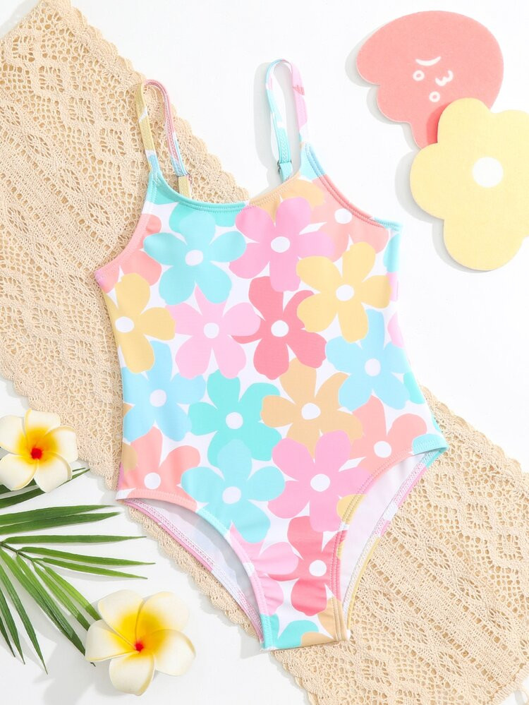 Toddler Girls Floral Print One Piece Swimsuit | SHEIN