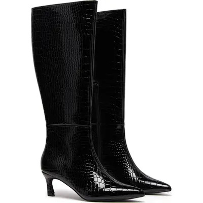 Therapy Australia Dove Pointed Toe Tall Boot in Black Microsuede at Nordstrom, Size 9 | Nordstrom