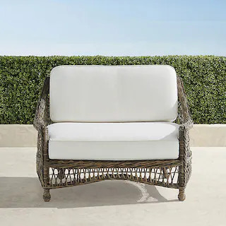 Hampton Cuddle Chair with Cushions in Driftwood Wicker | Frontgate