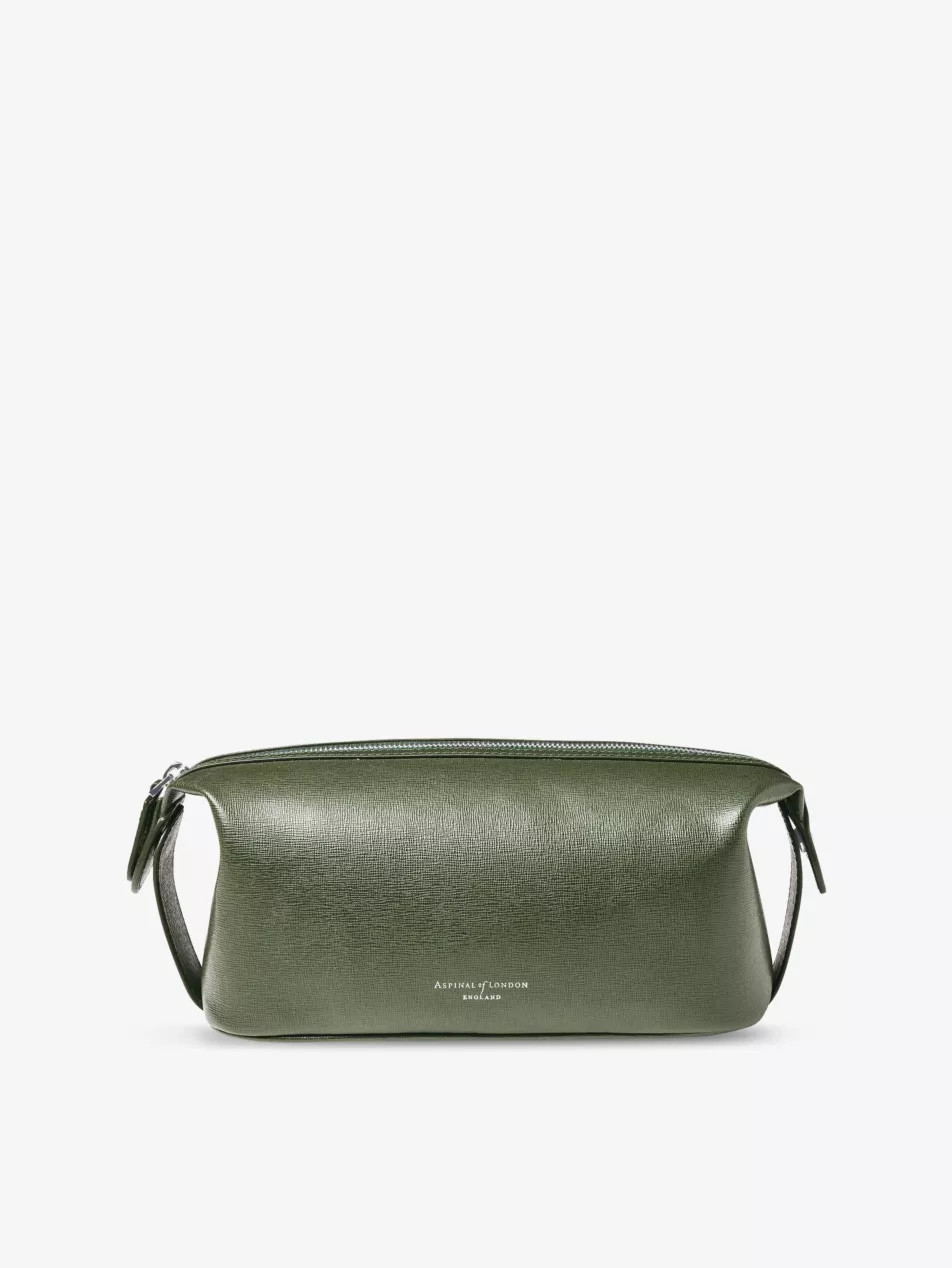 Mount Street logo-embossed grained leather wash bag | Selfridges