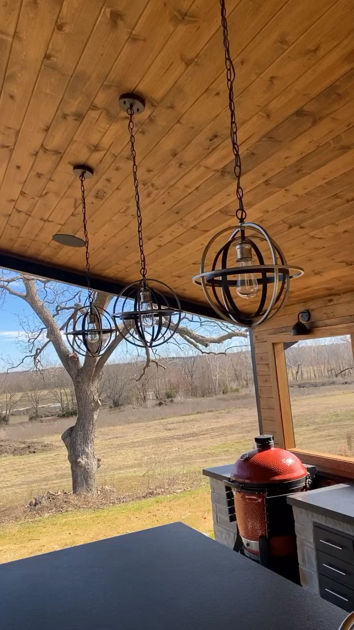 These are great outdoor lights hanging over our outdoor kitchen island. Damp rated so they work great in an outdoor covered location  

#LTKhome #LTKVideo