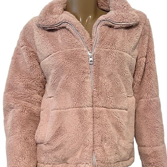 Blashe small faux fur pink zip up lined jacket pockets C2 9010 | Poshmark