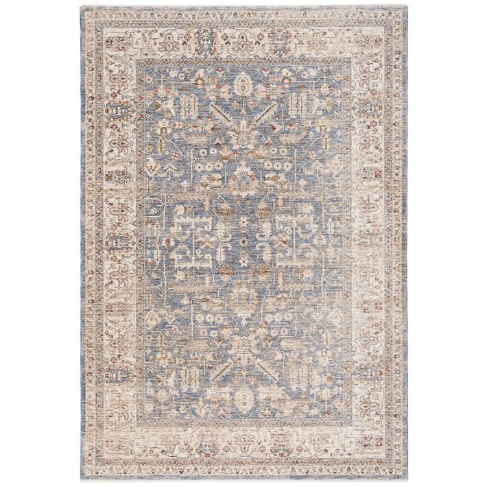 Light Blue/Ivory Concentric Frames Rug | Pottery Barn Teen