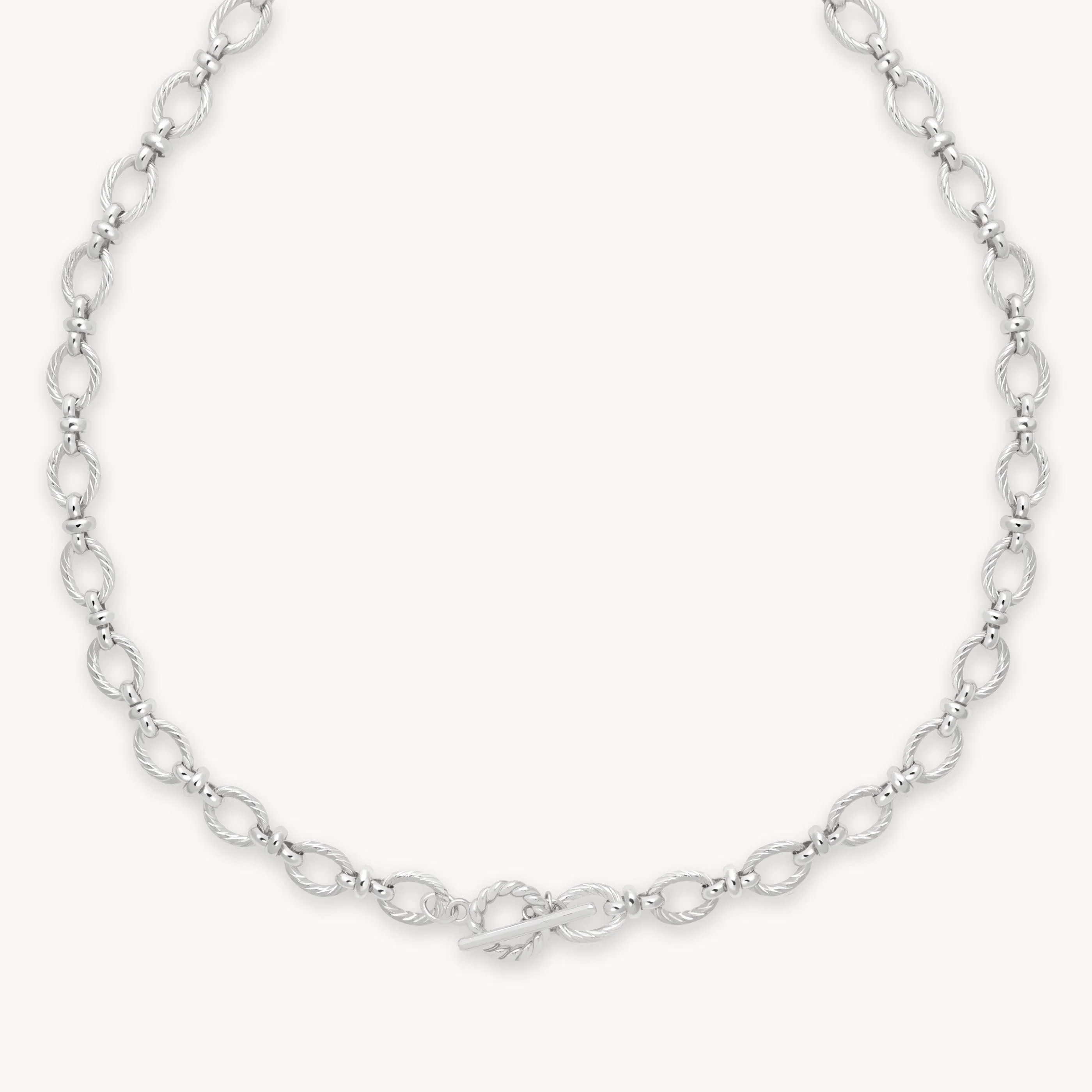 Silver T-Bar Chunky Chain Necklace | Astrid & Miyu | Astrid and Miyu