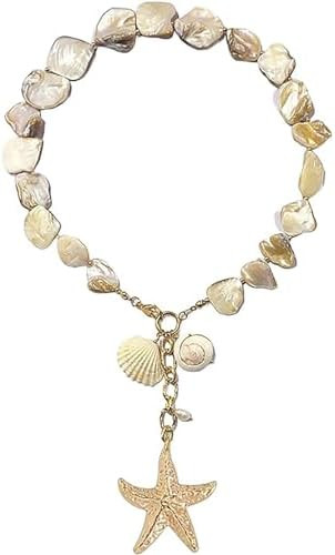 Irregular Pearl Choker for Women Summer Beach Shell Necklace Boho Conch Starfish Pendent Natural ... | Amazon (US)