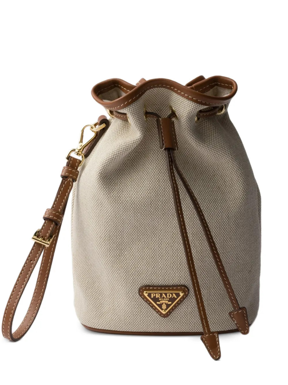 Prada canvas and leather pouch - Neutrals | Farfetch Global