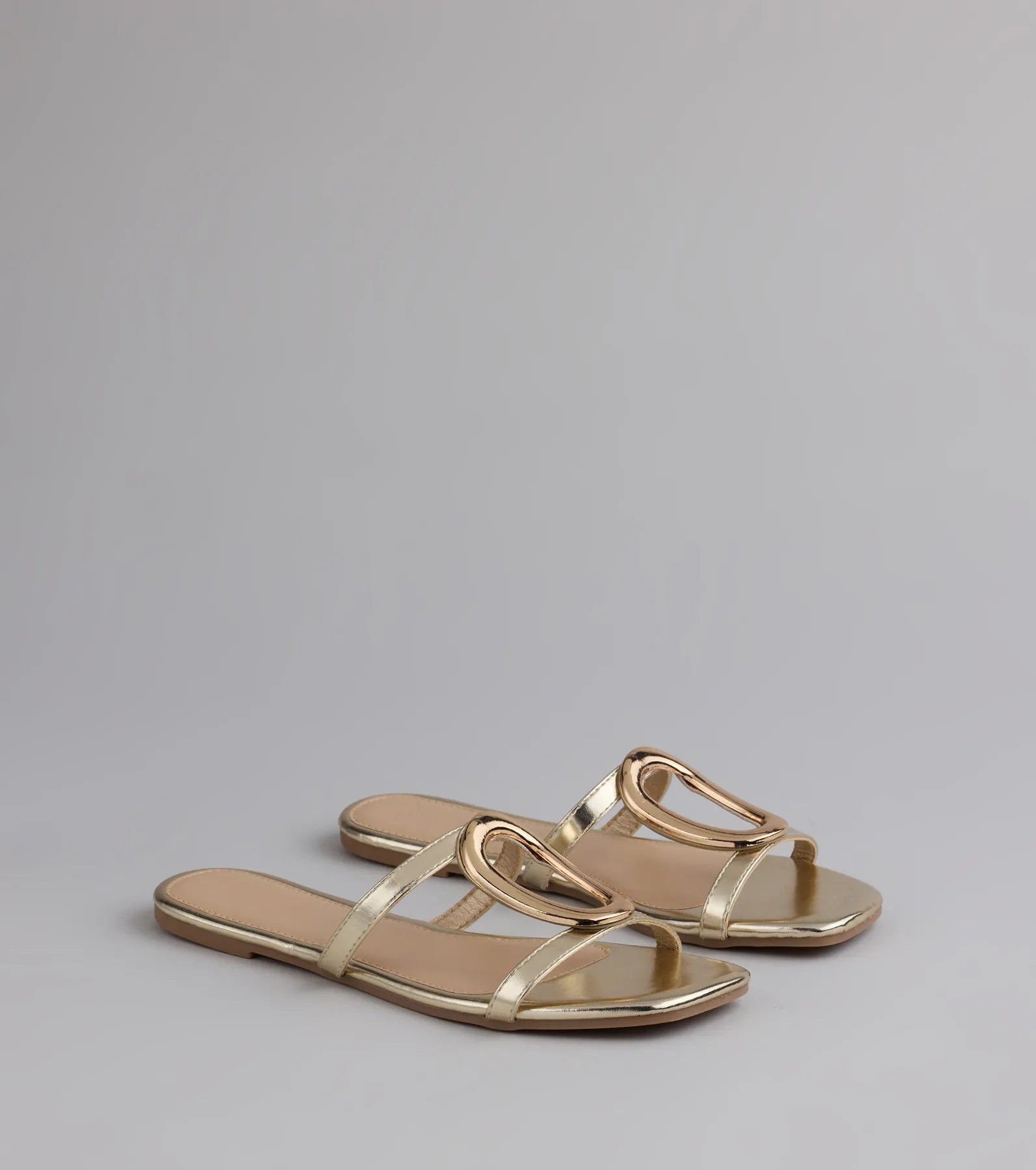 Chic And Sleek Square Strappy Flat Sandals | Windsor Stores