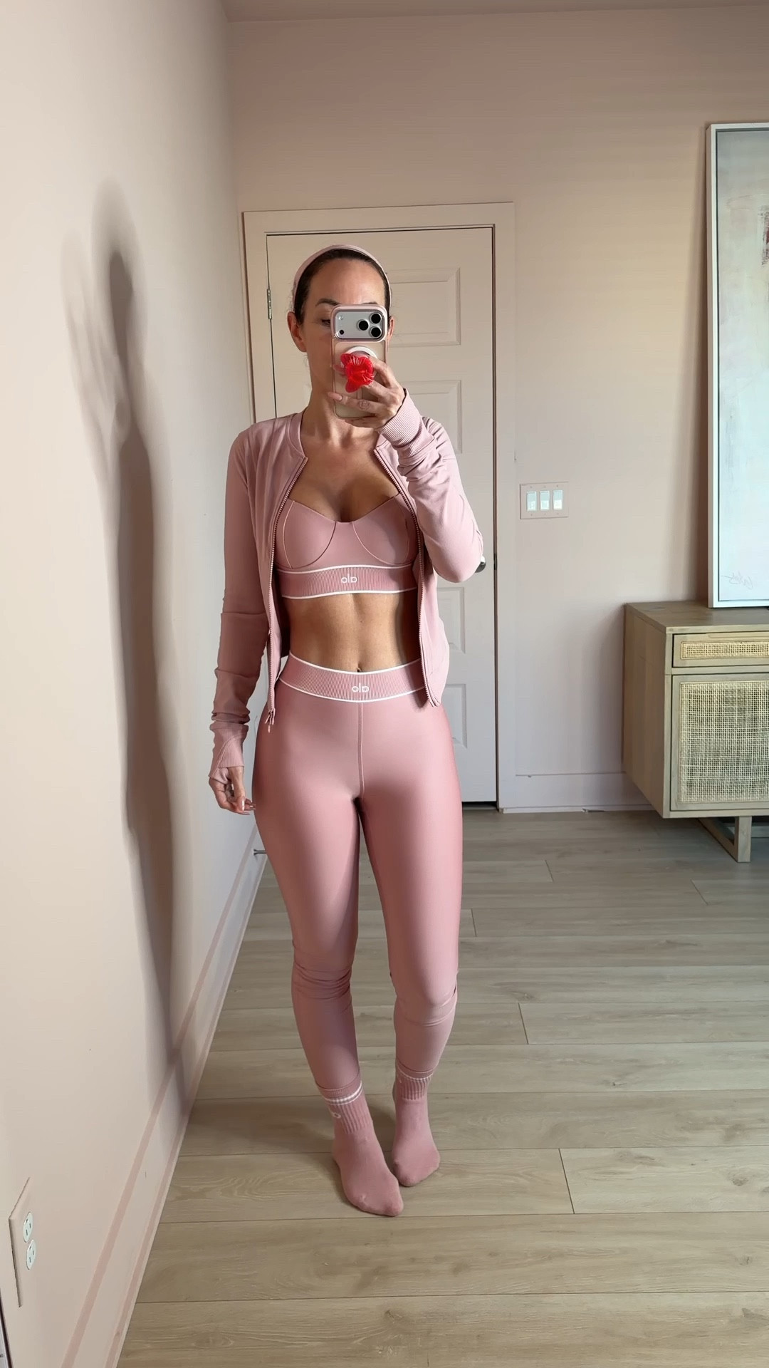 Ignore my face, I’ve been crying all day 🤦‍♀️ 

butttt no im actually obsessed! I went in for the sweatpants set and left with this instead. Now I’m even more excited for being able to workout again 🥰  (The sweatpants only come in the tight ankle style and not the wide leg 😭 ) 

Girls this pink is absolutely to die for ! It’s soooo cute!

I’m usually an XS in alo tops but I got a size S for the top & jacket here. I’m wearing an XS bottom. 

#LTKActive #LTKootd #LTKTall