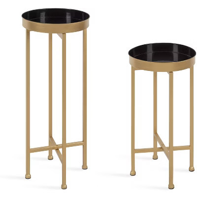 Kate and Laurel Celia Round Metal Nesting Table, 2 Piece, Black and Gold | Target