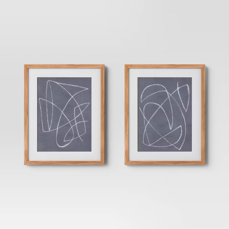 2pk 16" x 20" Modern Scribble Framed Under Glass Wall Poster Print Blue - Threshold™ | Target