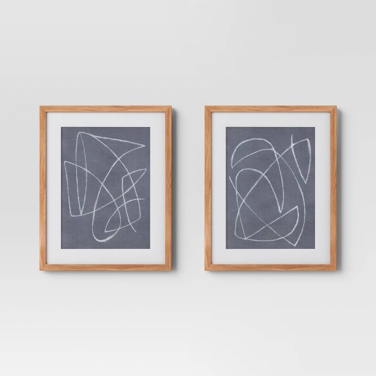 2pk 16" x 20" Modern Scribble Framed Under Glass Wall Poster Print Blue - Threshold™ | Target