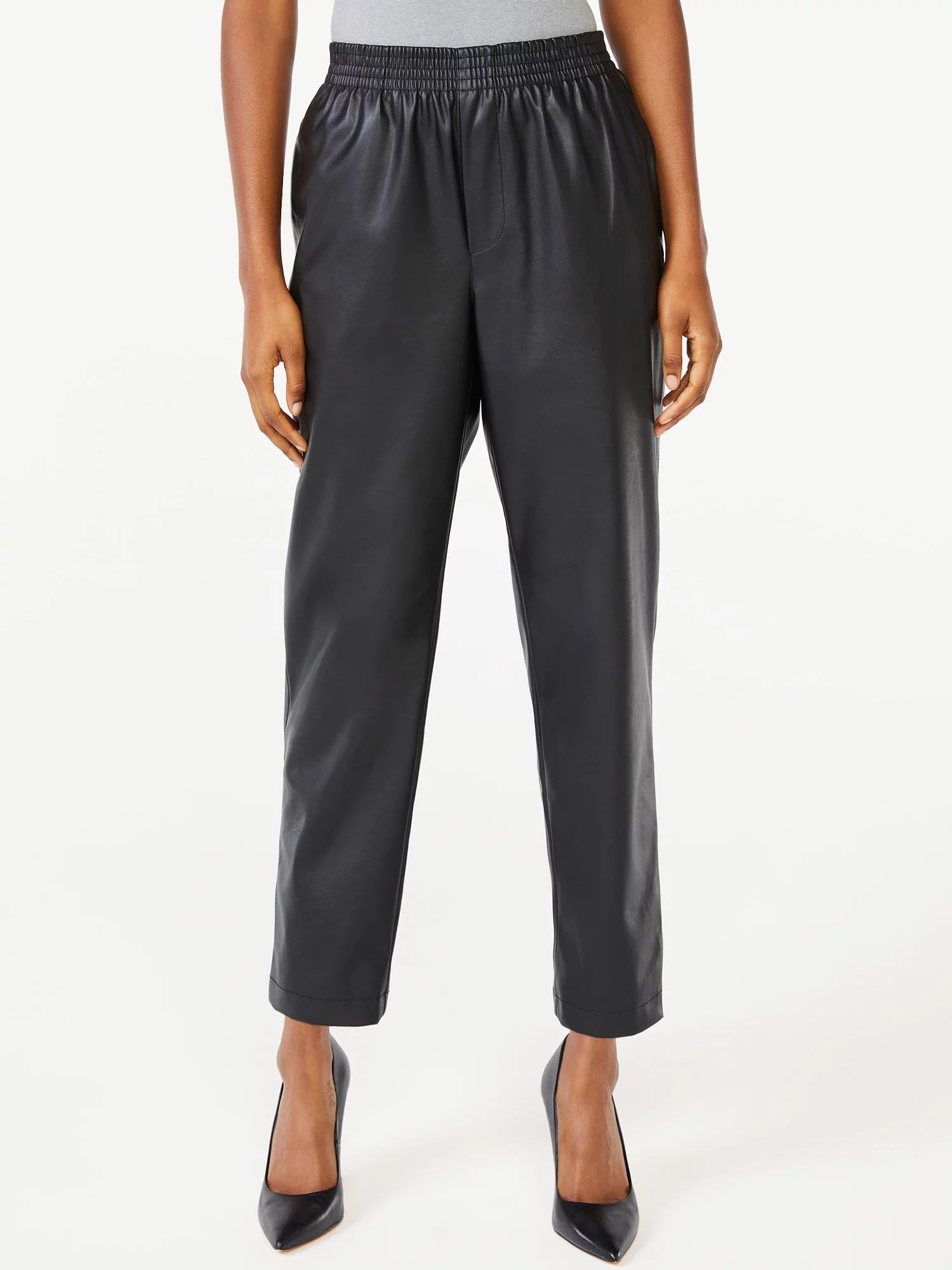 Scoop Women’s Faux Leather Pull-On Pants - Walmart.com | Walmart (US)