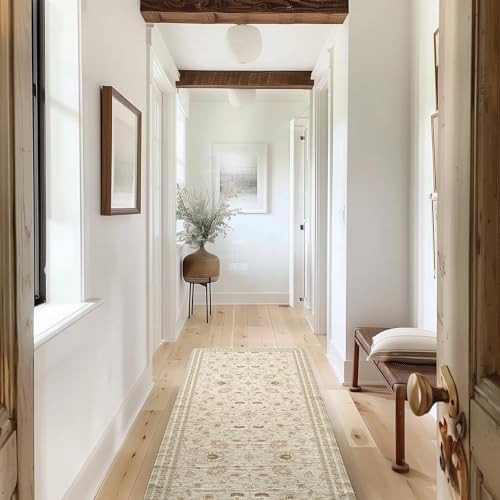 EVERGRACE Hallyway Area Runner Rugs 2x6, Boho Floral Faux Wool Indoor Outdoor Rugs, Washable Rugs... | Amazon (US)